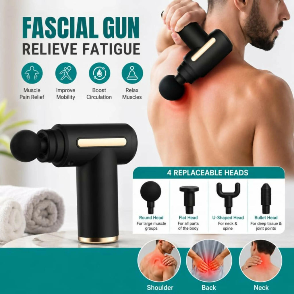 Professional Handheld Deep Tissue Massage Gun with 4 Heads